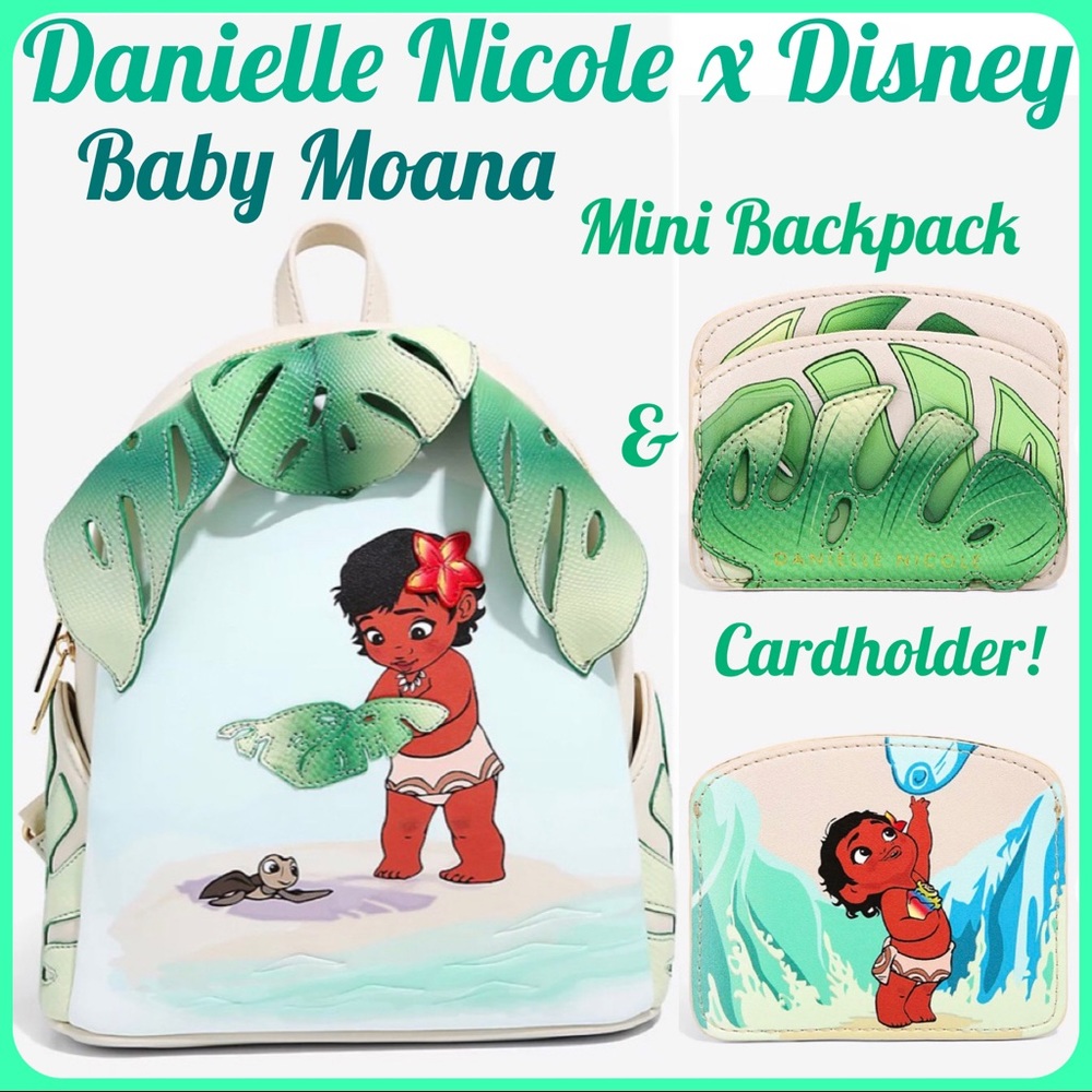 DANIELLE NICOLE DISNEY MOANA Baby Moana w/ Monstera MINI BACKPACK & CARDHOLDER!